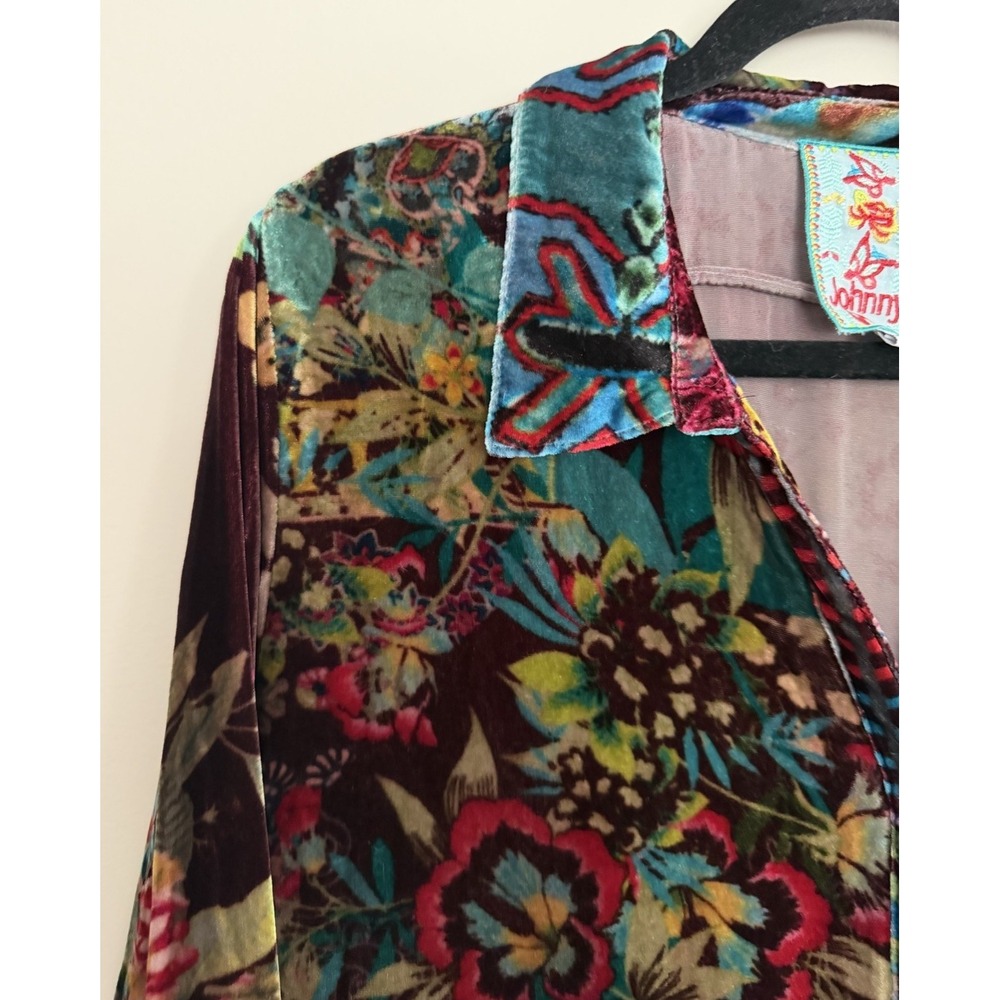 Johnny Was Grace Tessa Velvet Patchwork Boho Tunic Women's Size Large - Picture 7 of 13